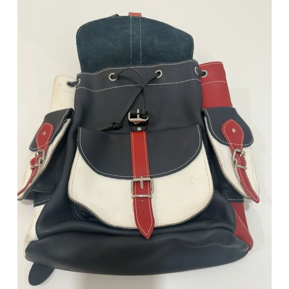 Grafea Leather Large Backpack Patriotic Color Made In England